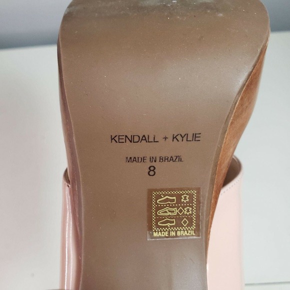 Kendall & Kylie Shian Patent chunky Sandal sling back nude‎ crossover open toe 8 - Picture 7 of 7